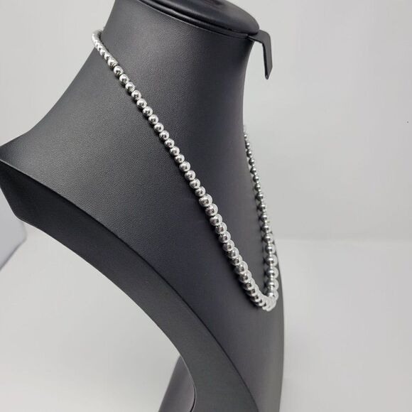 Vintage Signed Napier Graduated Silver Plated Beaded Matinee Necklace 25" Glam - Picture 5 of 10